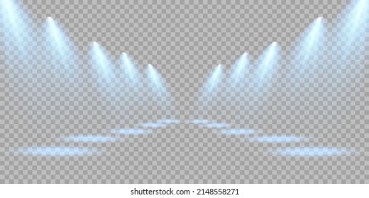 Set of vector spotlights. Scene. Light effects. Vector graphics.
