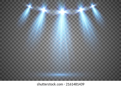 Set of vector spotlights. Scene. Light effects. Chart forecast.
