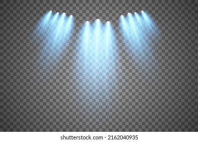 Set of vector spotlights. Scene. Light effects. Vector graphics.
