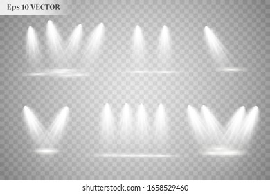 
Set of vector spotlights. Scene. Lighting effects. Vector graphics.