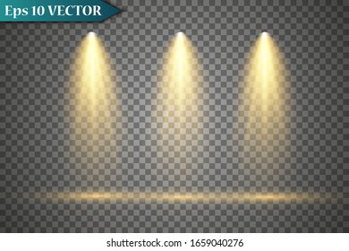 Set of vector spotlights. Scene. Lighting effects. Vector graphics.