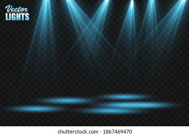 Set of vector spotlights. Scene. Lighting effects. Vector graphics.