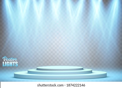 
Conjunto de focos vectoriales. Etapa, podio. Efectos de luz. Gráficos vectoriales.