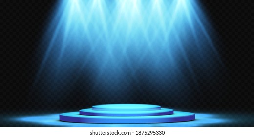 Conjunto de focos vectoriales. Etapa, podio. Efectos de luz. Gráficos vectoriales.