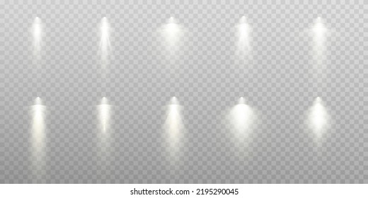 Set of vector spotlights. various forms of light. Stage spotlights. Light effects. Glow light effect. Vector illustration.