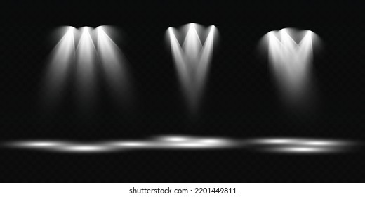 Set of vector spotlights. various forms of light. Stage spotlights. Light effects. Glow light effect. Vector illustration.