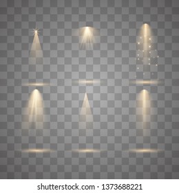 Set Vector Spotlights yellow. Scene. Light transparent effects. Vector illustration eps 10.