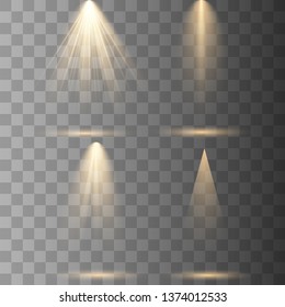 Set Vector Spotlights yellow. Scene. Light transparent effects. Vector illustration eps 10.