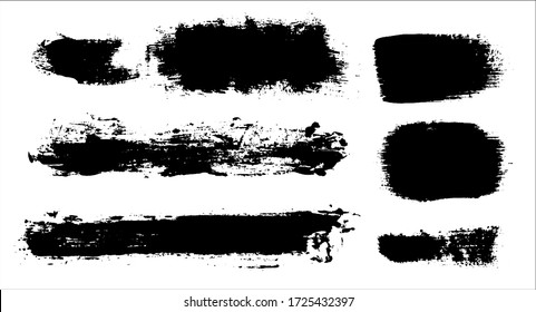 Set of vector spots for banners, backgrounds, textures. Blots with torn edges in grunge style. Hand drawn brush strokes. Rectangular frames. EPS-10.