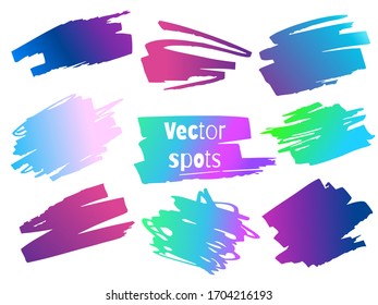 Reihe von Vektorillustrationen. Neongradienten. Einzige Flecken auf weißem Hintergrund.