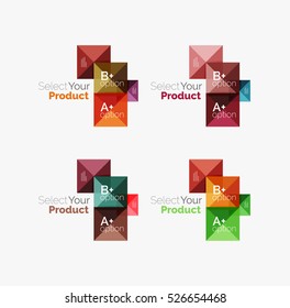Set of vector square abstract backgrounds or infographics for your content