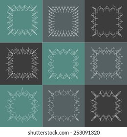 Set of vector square banners,emblems, badges. Outline labels. Logo templates. Minimal design.