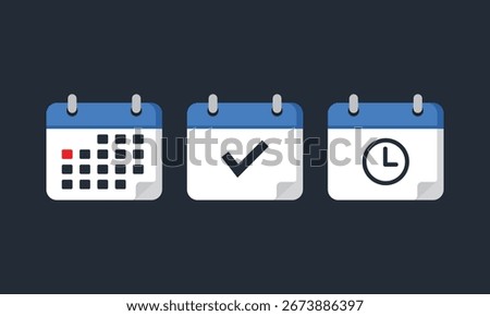Set vector square icons page calendar. Schedule your meetings effectively with these calendar reminders now
