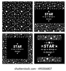 Set of vector square template designs with handdrawn stars