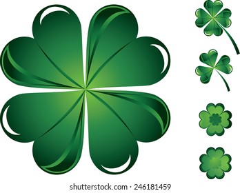 Set of vector St. Patrick's  clover leaf icon. EPS 8 