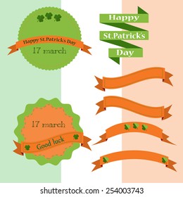 Set of vector st. patrick's logos,bage and ribbon
