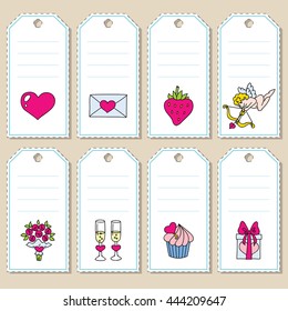 Set of vector St. Valentine Day gift tags. Some blank space for your text included.