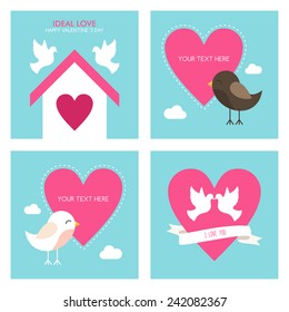 Set of Vector St. Valentine's day greeting cards in flat style