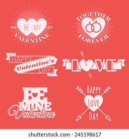 Set of vector St. Valentine's day illustration and typography elements