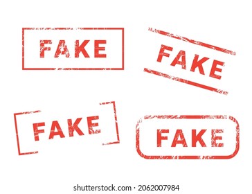 Set of “FAKE” vector stamps. Elements isolated on white background. Editable color.