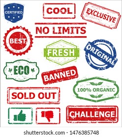 Set of vector stamps and labels