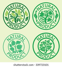 Set of vector stamps with leafs - natural product