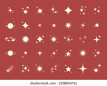 Set vector star modern stars. Sparkle star icon collection. Twinkling stars symbol in black design. Vector illustration. Star vector elements. New year element