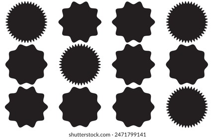 Set of Vector Starburst Badges. Simple Flat Style Vintage Labels, Stickers.