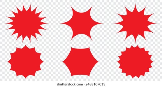 Set of Vector Starburst Badges. Simple Flat Style Vintage Labels, Stickers.