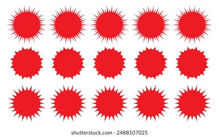 Set of Vector Starburst Badges. Simple Flat Style Vintage Labels, Stickers.