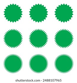 Set of Vector Starburst Badges. Simple Flat Style Vintage Labels, Stickers.