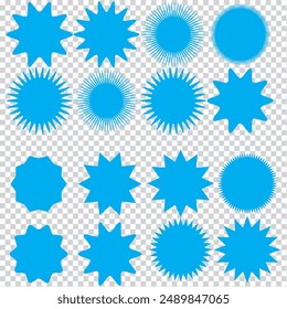 Set of Vector Starburst Badges. Simple Flat Style Vintage Labels, Stickers.