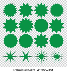 Set of Vector Starburst Badges. Simple Flat Style Vintage Labels, Stickers.