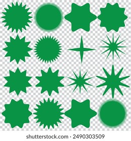 Set of Vector Starburst Badges. Simple Flat Style Vintage Labels, Stickers.