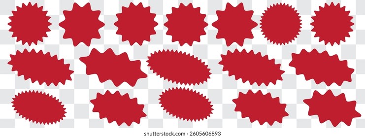 Set of Vector Starburst Badges. Simple Flat Style Vintage Labels, Stickers.