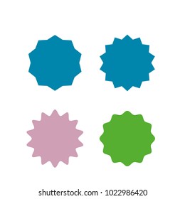 Set of vector starburst, sunburst badges. Different color. Simple flat style Vintage labels. Design elements. Colored stickers. A collection of different types and colors icon.