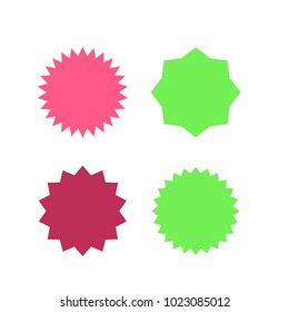 Set of vector starburst, sunburst badges. Different color. Simple flat style Vintage labels. Design elements. Colored stickers. A collection of different types and colors icon.