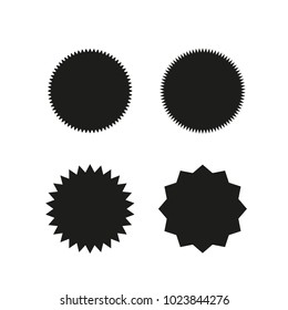 Set of vector starburst, sunburst badges. Black on white color. Simple flat style Vintage  labels, stickers. Design elements. A collection of different types icon.