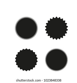 Set of vector starburst, sunburst badges. Black on white color. Simple flat style Vintage  labels, stickers. Design elements. A collection of different types icon.