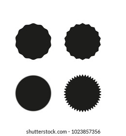 Set of vector starburst, sunburst badges. Black on white color. Simple flat style Vintage  labels, stickers. Design elements. A collection of different types icon. 