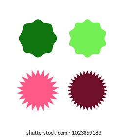 Set of vector starburst, sunburst badges. Different color. Simple flat style Vintage labels. Design elements. Colored stickers. A collection of different types and colors icon.
