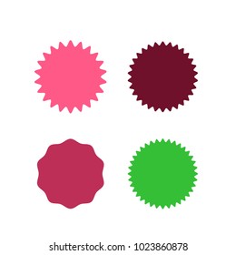 Set of vector starburst, sunburst badges. Different color. Simple flat style Vintage labels. Design elements. Colored stickers. A collection of different types and colors icon.