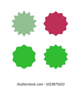 Set of vector starburst, sunburst badges. Different color. Simple flat style Vintage labels. Design elements. Colored stickers. A collection of different types and colors icon.