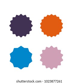 Set of vector starburst, sunburst badges. Different color. Simple flat style Vintage labels. Design elements. Colored stickers. A collection of different types and colors icon.