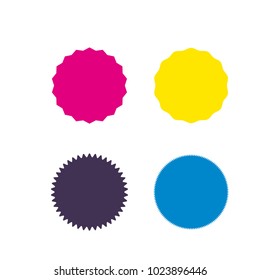 Set of vector starburst, sunburst badges. Different color. Simple flat style Vintage labels. Design elements. Colored stickers. A collection of different types and colors icon.