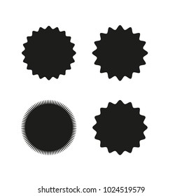 Set of vector starburst, sunburst badges. Black on white color. Simple flat style Vintage  labels, stickers. Design elements. A collection of different types icon.