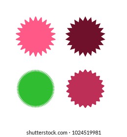 Set of vector starburst, sunburst badges. Different color. Simple flat style Vintage labels. Design elements. Colored stickers. A collection of different types and colors icon.