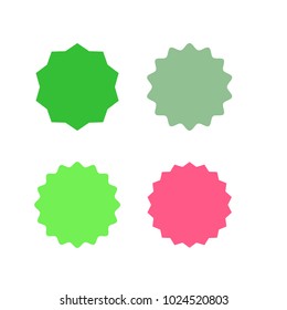 Set of vector starburst, sunburst badges. Different color. Simple flat style Vintage labels. Design elements. Colored stickers. A collection of different types and colors icon.
