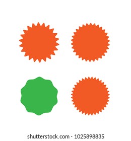 Set of vector starburst, sunburst badges. Different color. Simple flat style Vintage labels. Design elements. Colored stickers. A collection of different types and colors icon.