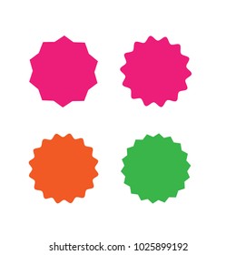 Set of vector starburst, sunburst badges. Different color. Simple flat style Vintage labels. Design elements. Colored stickers. A collection of different types and colors icon.
